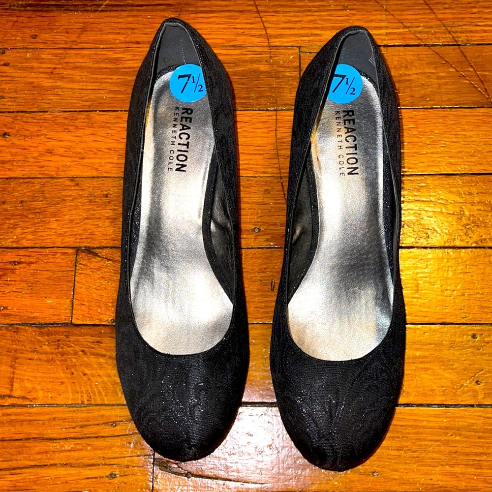 Black Satin Paisley and Rhinestone Shoes